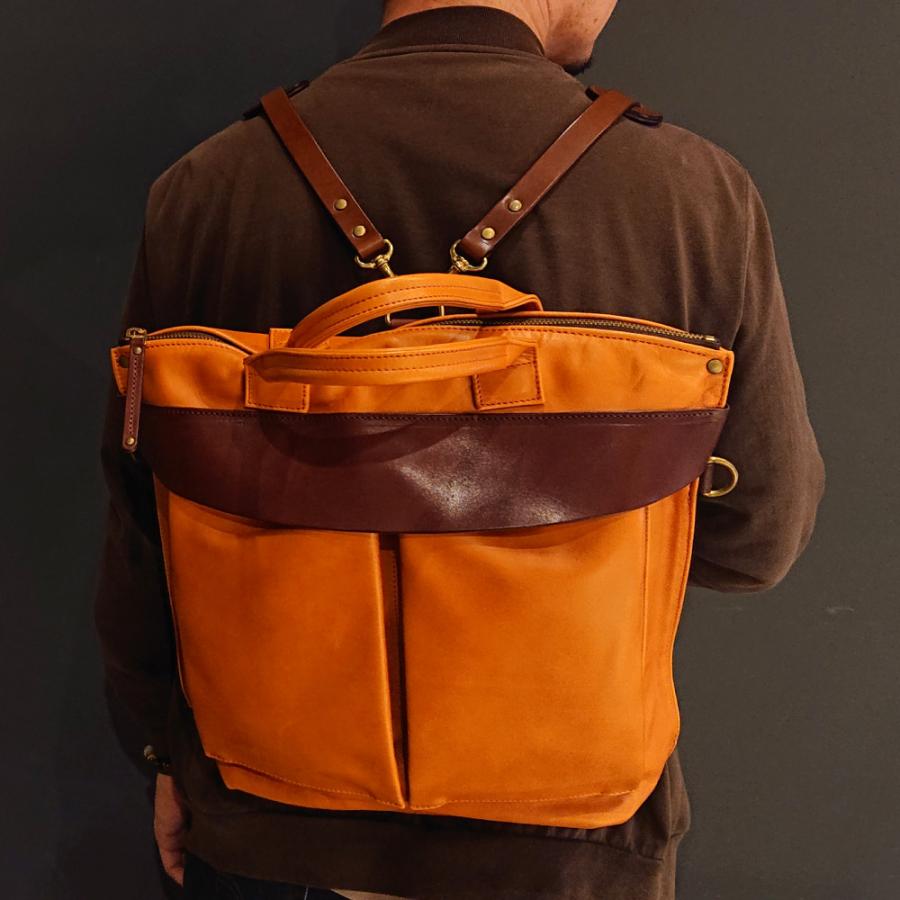 REDMOON レッドムーン ヘルメットバッグ カバン トートバッグ ショルダーバック リュック バックパック 3WAY 革鞄 RM-HELMETの画像