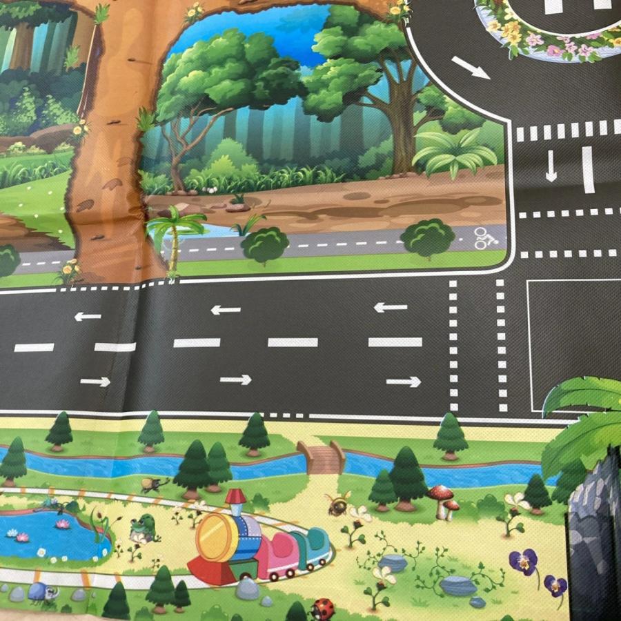 プレイマット 道路 子供 車 恐竜 動物 マップ おもちゃ 室内 遊び 知育