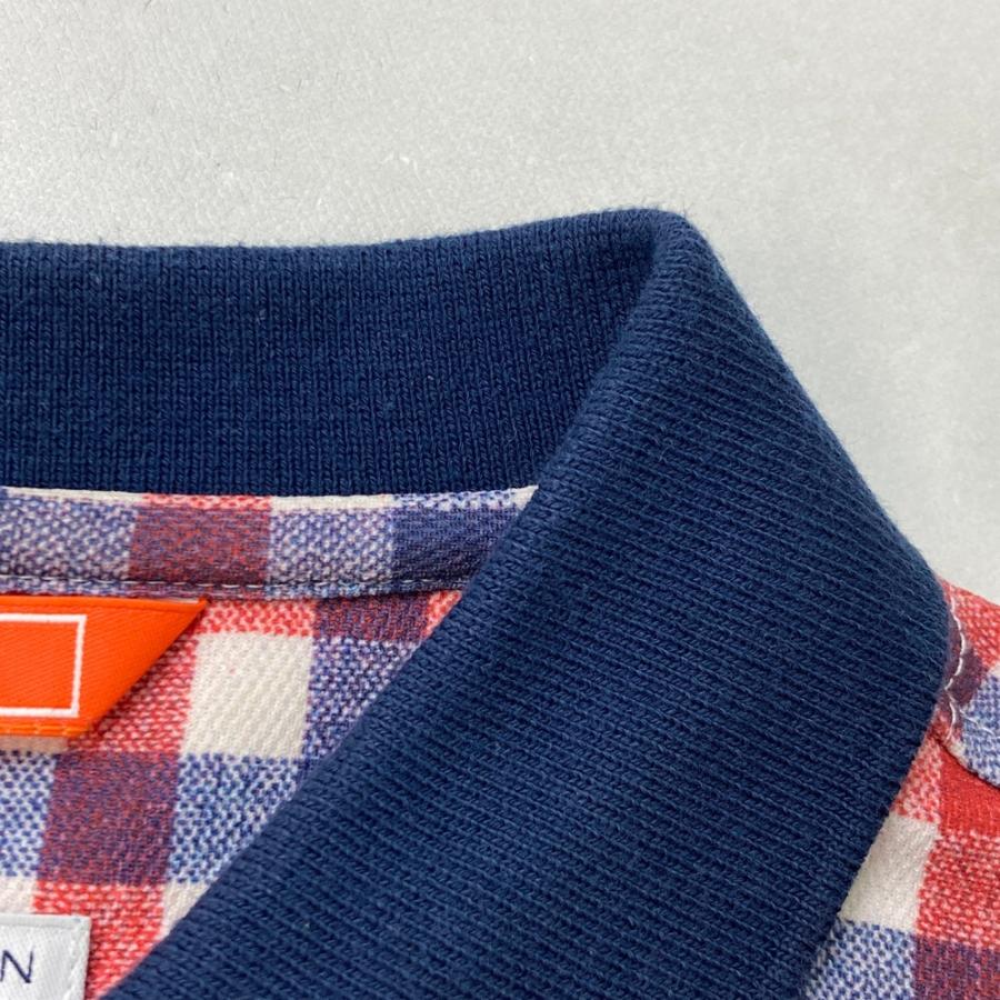 BEAMS GOLF ビームスゴルフ 半袖ポロワンピース チェック ネイビー系 L