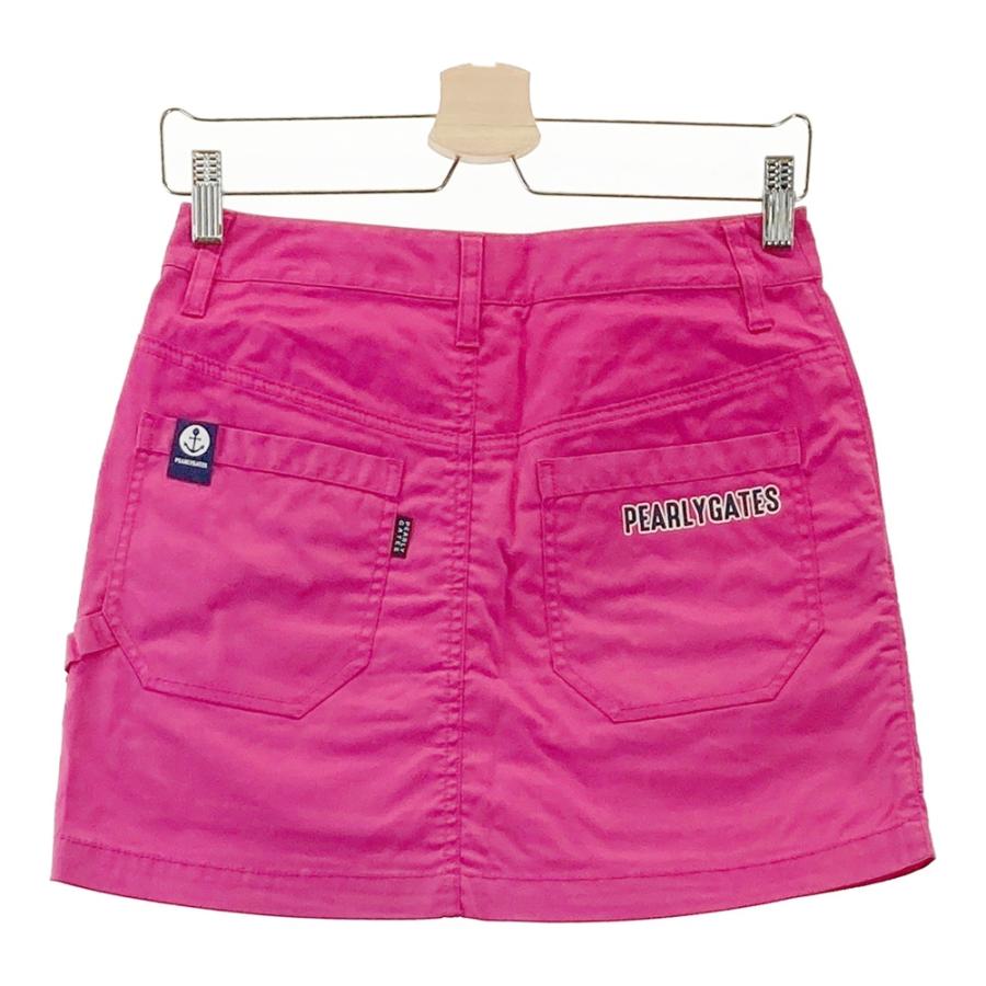 パーリーゲイツ 中綿スカート ピンク×白 裏微起毛 ロゴ刺しゅう