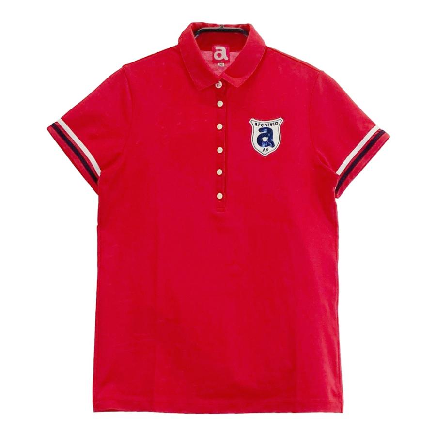 アルチビオ36ポロシャツ　未使用 ARCHIVIO アルチビオ 半袖ポロシャツ 胸スパンコール レッド系
