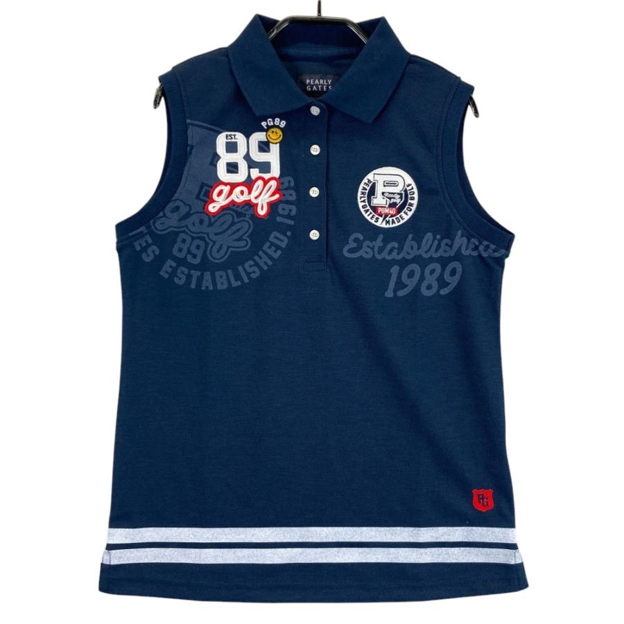パーリーゲイツ♡ノースリーブポロシャツ♡スマイル♡ネイビー♡S PEARLY GATES パーリーゲイツ ノースリーブポロシャツ スマイル