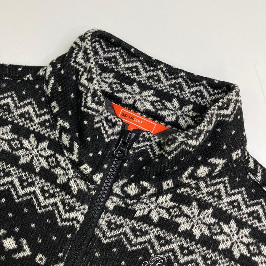 BEAMS GOLF ビームスゴルフ 裏フリースベスト ノルディック柄 ブラック 