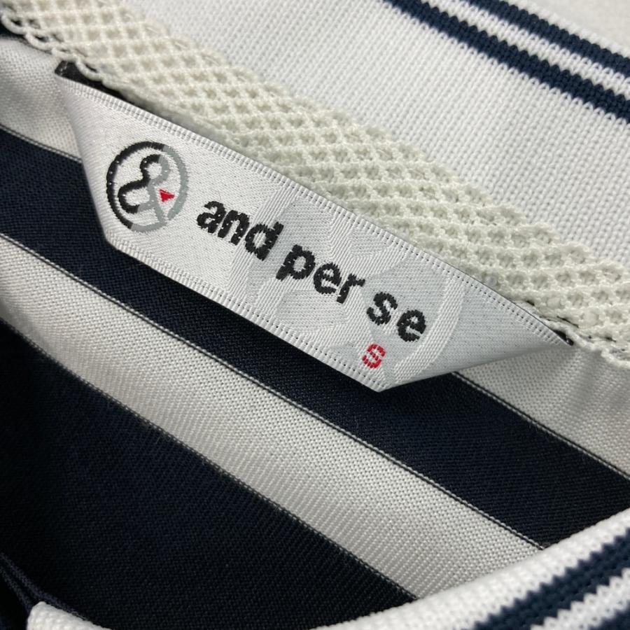 and per se（アンパスィ） ストレッチ 半袖ポロシャツ ボーダー柄