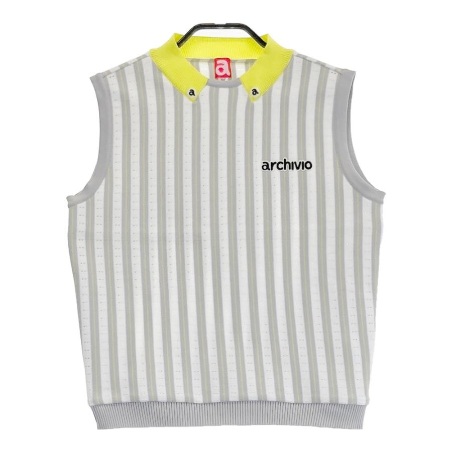 サイズ：38 ARCHIVIO アルチビオ  ニット セーター ボーダー グレー系 [240101463984] ゴルフウェア レディース ストスト ARCHIVIO アルチビオ ニットベスト ストライプ柄 グレー系 38 ゴルフ