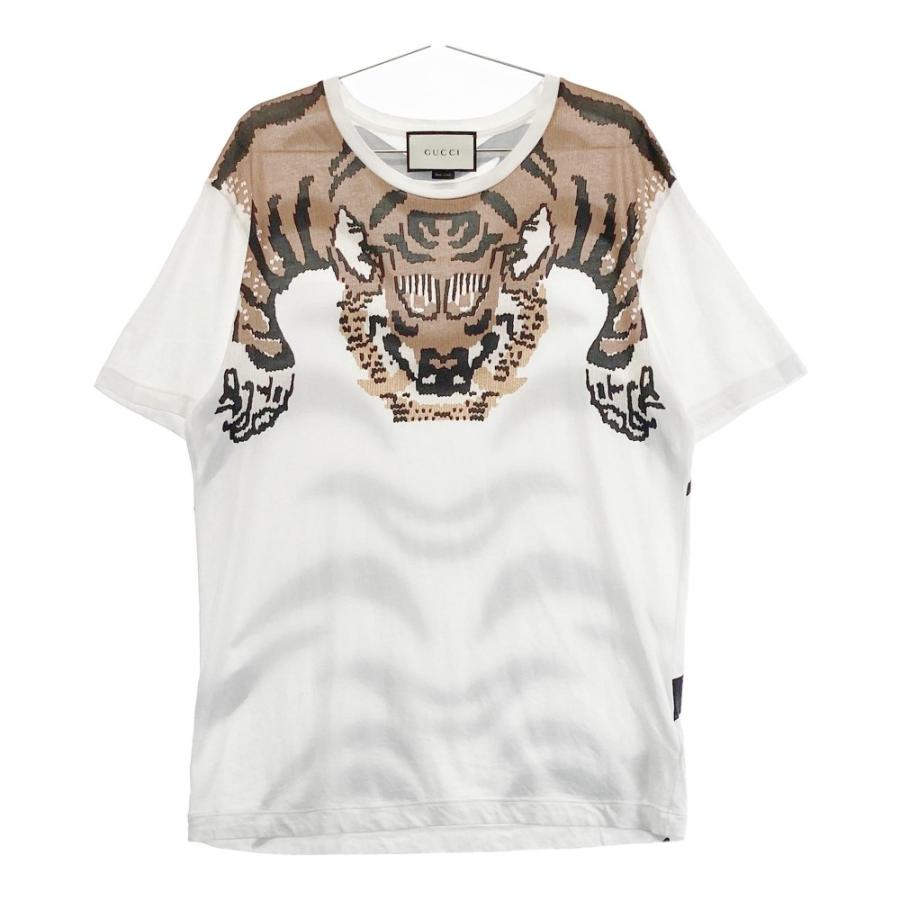 GUCCI グッチ 417306 半袖Tシャツ タイガー ホワイト系 M メンズ 