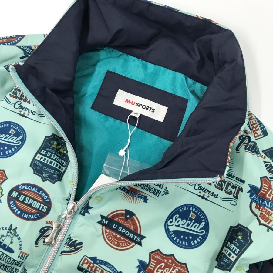 【新品】M.U SPORTS エムユースポーツ  ジップアップ中綿ベスト 総柄 グリーン系 50 ゴルフウェア メンズ_2