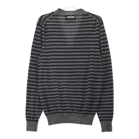GUCCI グッチ 430068 カーディガン ボーダー グレー系 L メンズ GUCCI グッチ 430068 カーディガン ボーダー グレー系 L メンズ