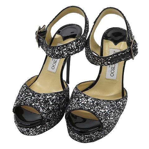 JIMMY CHOO ジミーチュウ オープントゥ ハイヒール スパンコール 
