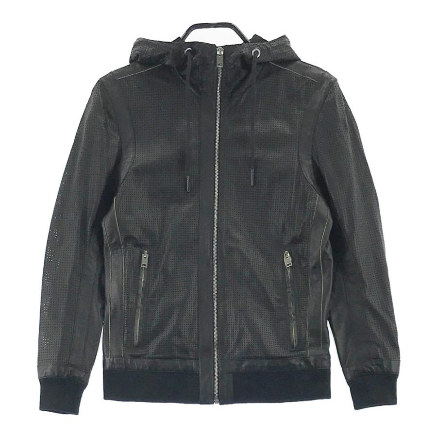 DIESEL ディーゼル パンチングレザージャケット ブラック系 XS メンズ