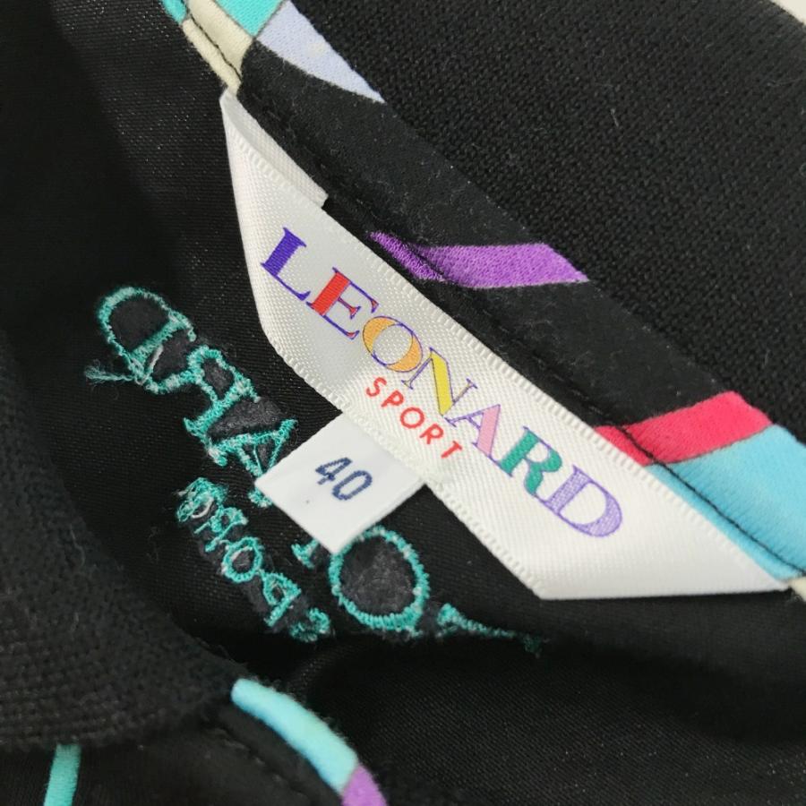 LEONARD SPORT レオナール スポーツ 0578471 ノースリーブポロシャツ ブラウス 柄切替 ブラック系 40 レディース｜stst-used｜05