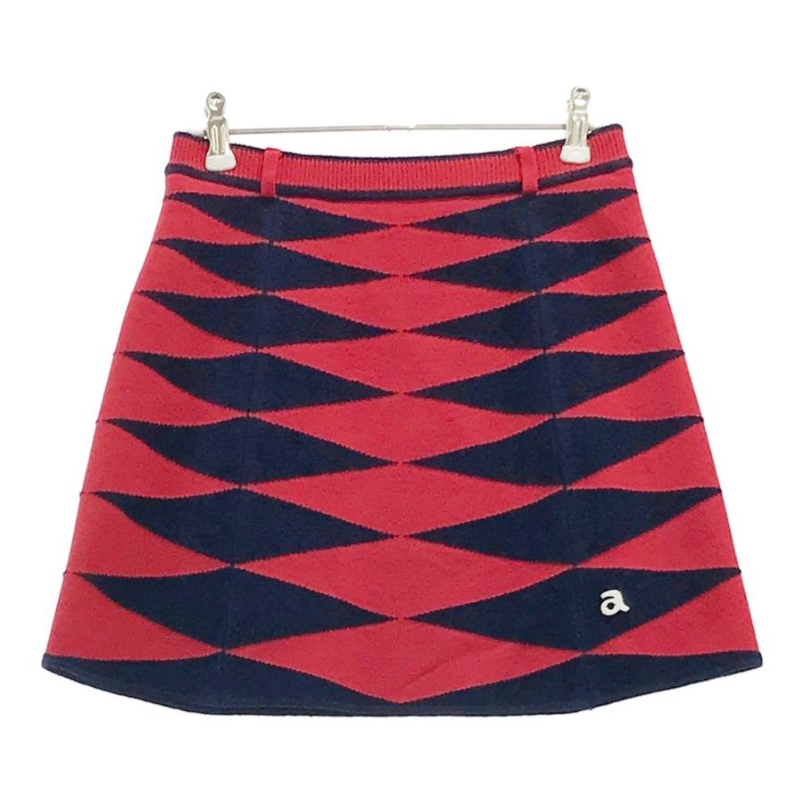 美品】ARCHIVIO アルチビオ ニットスカート 総柄 レッド系 36 ゴルフ