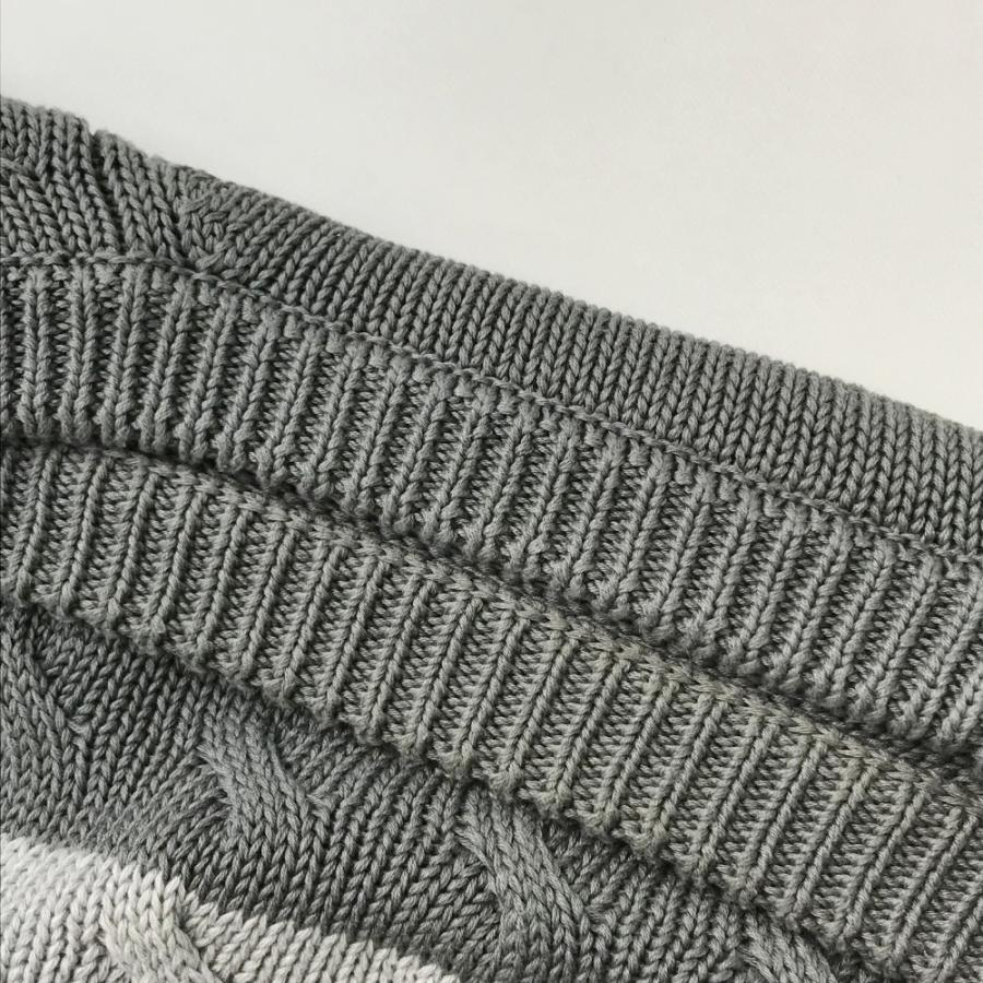 Letroyes ル トロワ 長袖 ニットセーター ボーダー柄 グレー系 M 