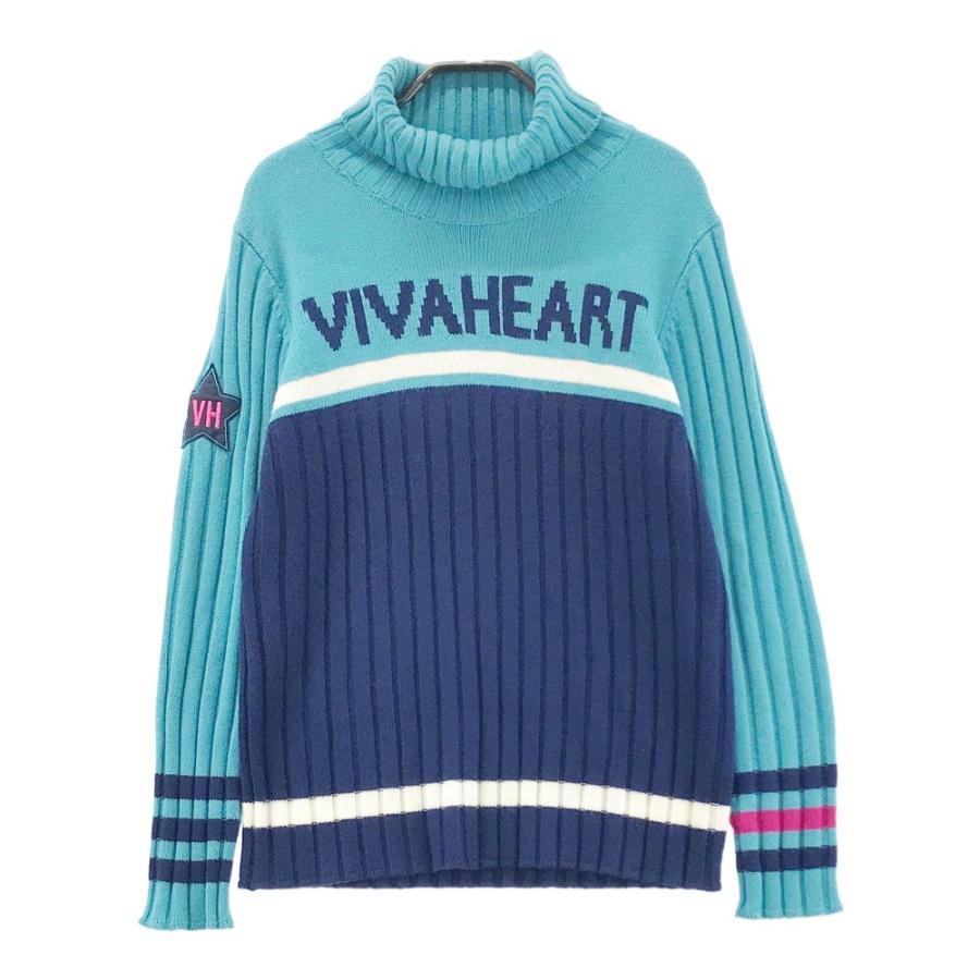 VIVA HEART ビバハート タートルネック ニットセーター ブルー系 42 ゴルフウェア レディース :1-240001914476:ブランド古着ストスト 通販 VIVA HEART ビバハート タートルネック ニットセーター ブルー系 42 ゴルフウェア レディース