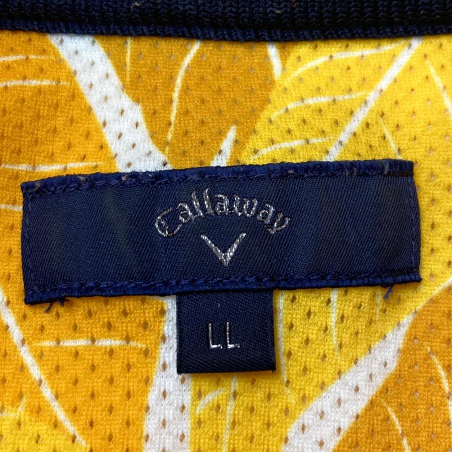 Callaway（キャロウェイ） 半袖ポロシャツ ボタニカル 総柄 イエロー系