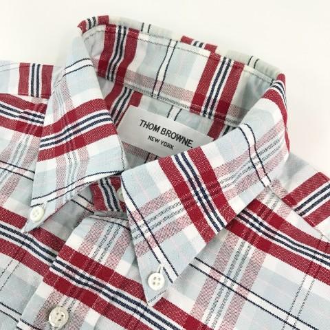 THOM BROWNE トム ブラウン 長袖シャツ チェック柄 ブルー系 0 THOM BROWNE トム ブラウン 長袖シャツ チェック柄 ブルー系 0