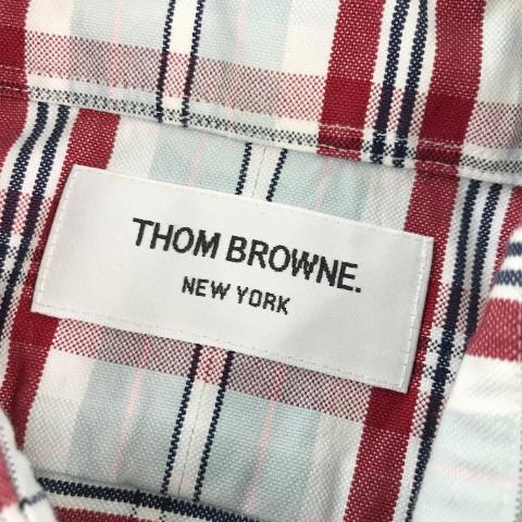 THOM BROWNE トム ブラウン 長袖シャツ チェック柄 ブルー系 0 THOM BROWNE トム ブラウン 長袖シャツ チェック柄 ブルー系 0