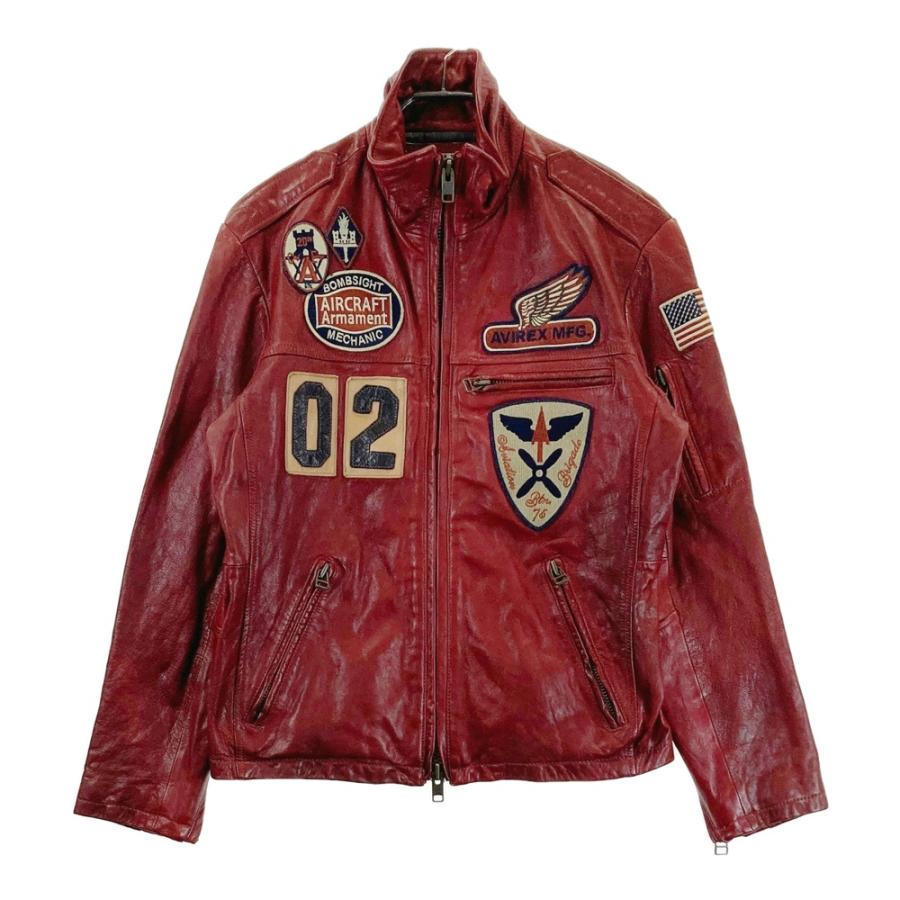 AVIREX M レザージャケット 革ジャン 赤 レッド AVIREX アヴィレックス レザージャケット レッド系 M メンズ