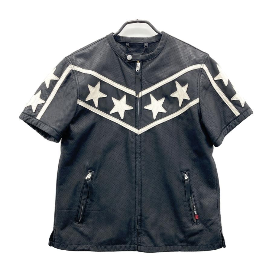 SCHOTT ショット パンチング 半袖レザージャケット ブラック系 L