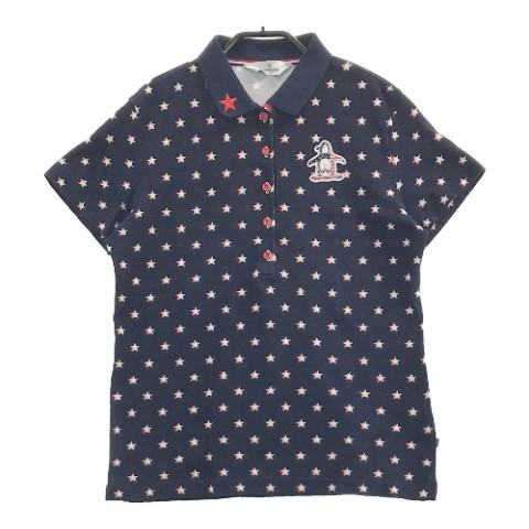 MUNSINGWEAR マンシングウェア 半袖ポロシャツ 星 総柄 ネイビー系 L  