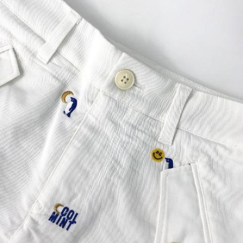 PEARLY GATES パーリーゲイツ 30周年 COOL MINT スカート 刺繍 ニコちゃん 総柄 ホワイト系 00 ゴルフウェア レディース_2