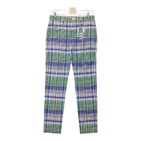 美品　パーリーゲイツ　メンズ　チェック　ロゴ　パンツ　ゴルフ　サイズ4 中古 メンズ パーリーゲイツ PEARLY GATES パンツ 4(M) 濃紺×白