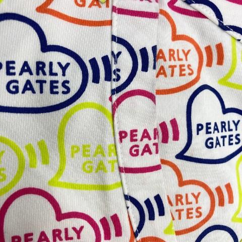 PEARLY GATES パーリーゲイツ 2022年モデル ストレッチパンツ ハート ロゴ 総柄 ホワイト系 0 ゴルフウェア レディースの画像