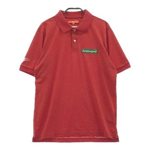 美品 BEAMS GOLF ビームスゴルフ 半袖ポロシャツ 総柄 M BEAMS GOLF ビームスゴルフ 半袖ポロシャツ 総柄 ネイビー系
