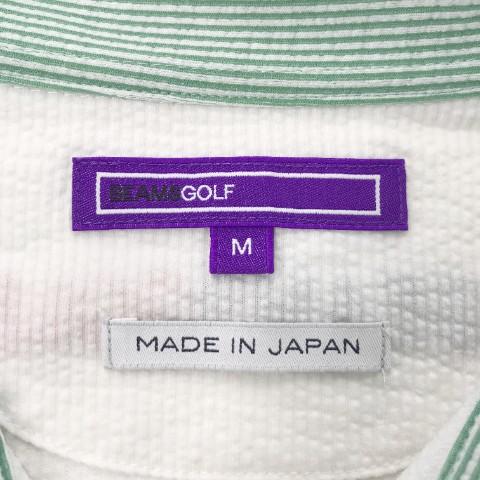 サイズ：M BEAMS GOLF ビームスゴルフ 2024年モデル 半袖Tシャツ シアサッカー ストライプ柄 グレー系 [240101430273] ゴルフウェア レディース ストスト サイズ：M BEAMS GOLF ビームスゴルフ 2024年モデル 半袖Tシャツ