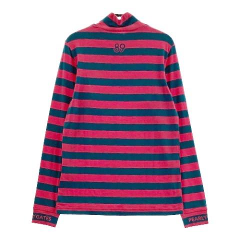 【新品】PEARLY GATES パーリーゲイツ 2021年モデル ハイネック長袖Tシャツ ボーダー柄 ピンク系 0 ゴルフウェア レディースの画像