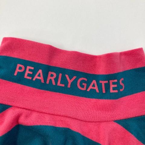 【新品】PEARLY GATES パーリーゲイツ 2021年モデル ハイネック長袖Tシャツ ボーダー柄 ピンク系 0 ゴルフウェア レディースの画像