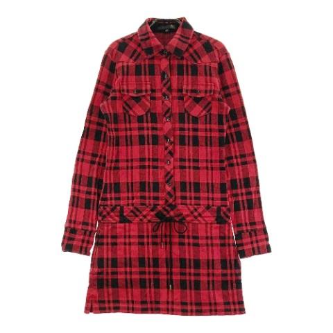 23区 SPORT スポーツ 長袖ワンピース チェック柄 レッド系 S-M ゴルフ  