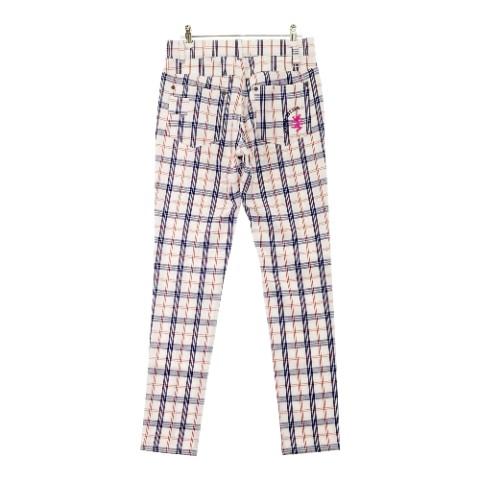 【美品】アドミラル　ゴルフ　チェック　 パンツ XLサイズ Admiral（アドミラル） パンツ チェック ホワイト系 M ゴルフウェア