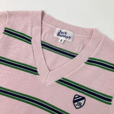 Jack Bunny!! レディース Vネックベスト サイズ2 JACK BUNNY ジャックバニー Vネック ニットベスト ボーダー柄