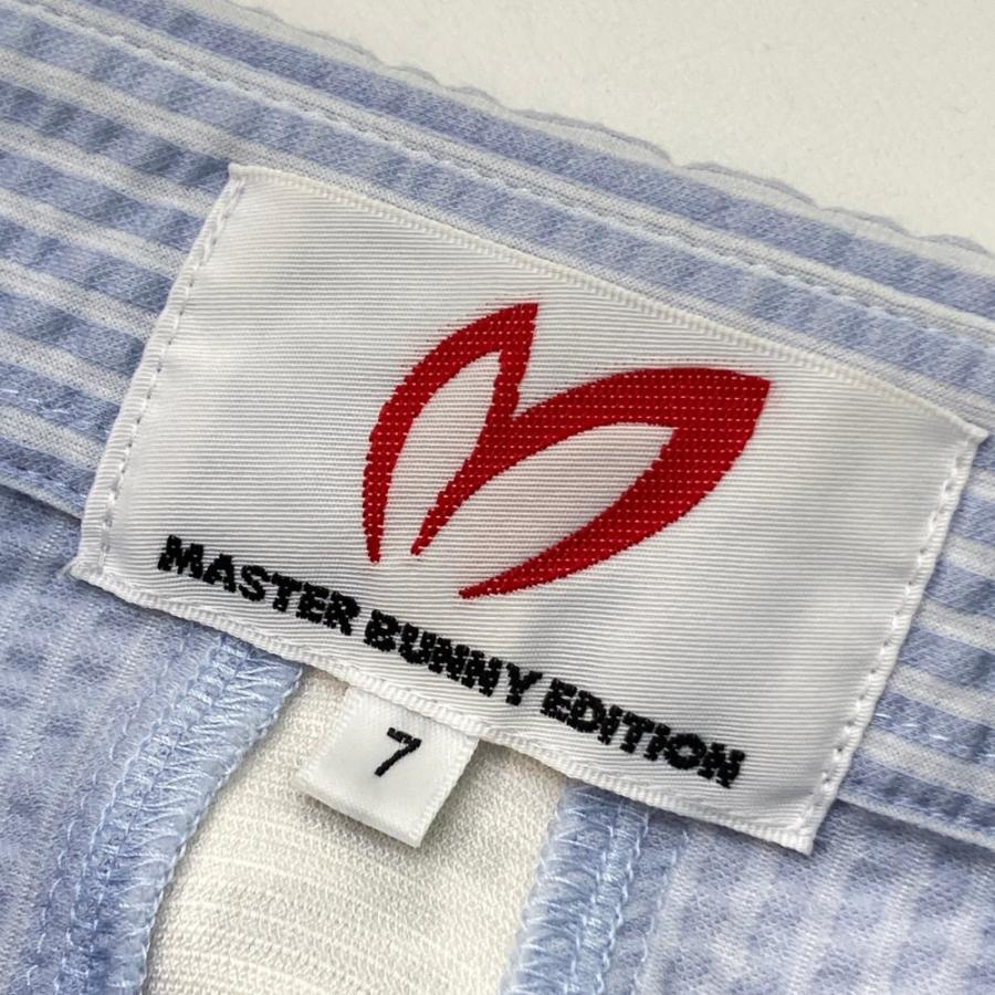 MASTER BUNNY EDITION マスターバニーエディション 10周年 半袖ポロシャツ シアサッカー ストライプ柄 ブルー系 7 ゴルフウェア メンズの画像