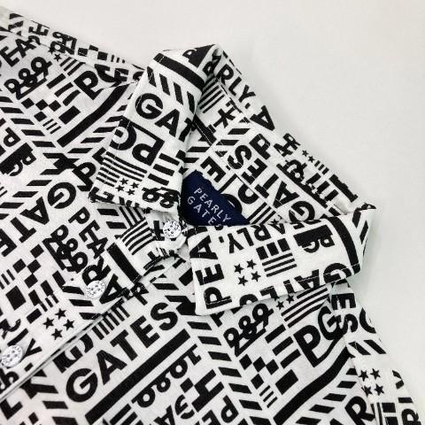 【美品】PEARLY GATES パーリーゲイツ  長袖ポロシャツ 総柄 ホワイト系 0 ゴルフウェア レディースの画像