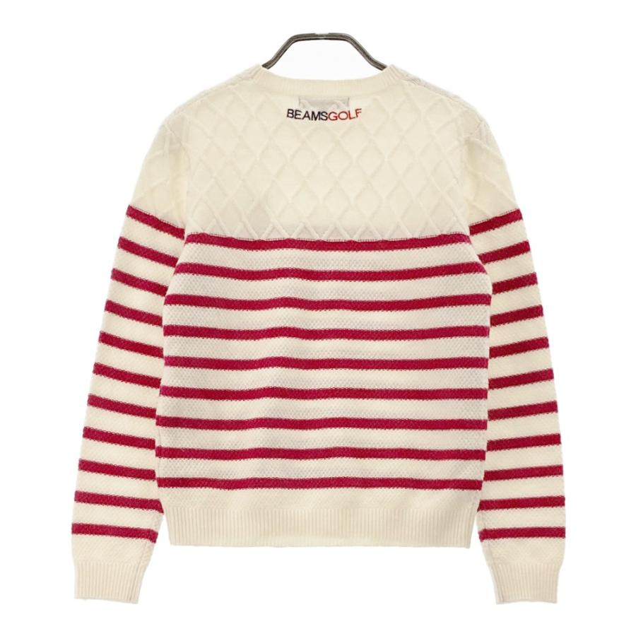 BEAMS GOLF ビームスゴルフ  ウール混 ニットセーター ボーダー柄 ホワイト系 M ゴルフウェア レディース_1