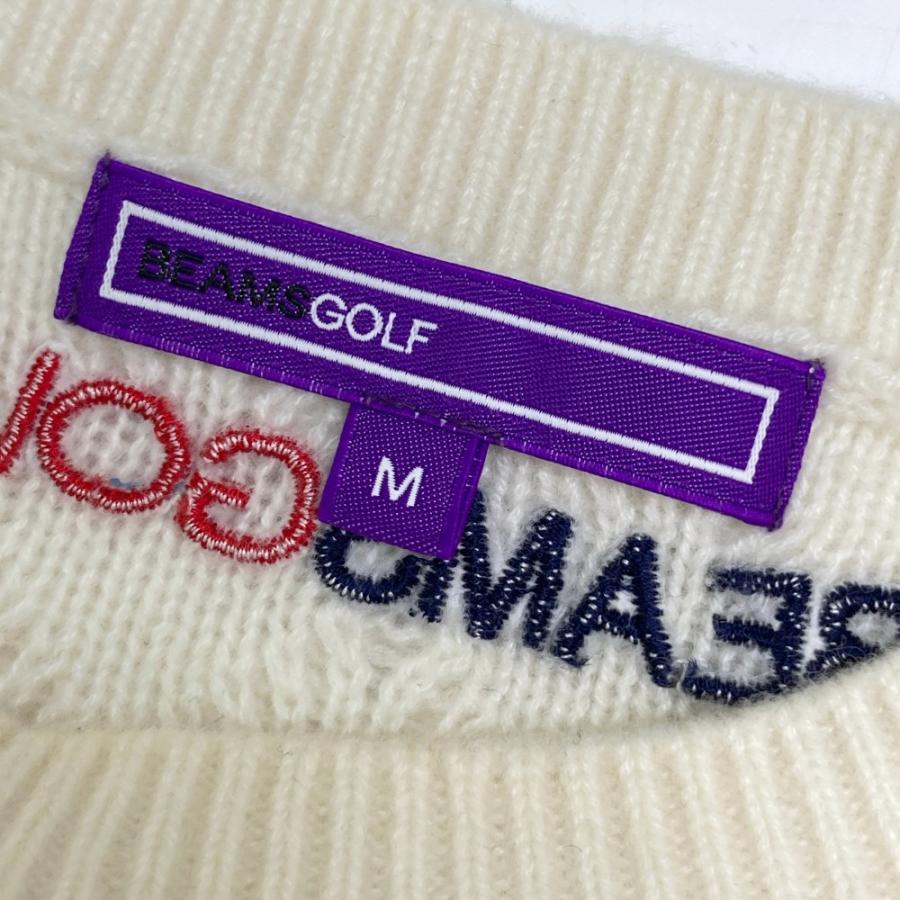 BEAMS GOLF ビームスゴルフ  ウール混 ニットセーター ボーダー柄 ホワイト系 M ゴルフウェア レディース_3