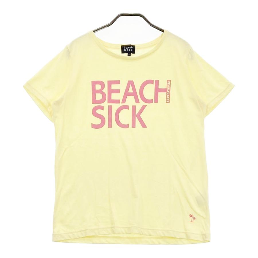 サイズ：2 PEARLY GATES パーリーゲイツ  ハイネック半袖Tシャツ  イエロー系 [240101496269] ゴルフウェア レディース ストスト PEARLY GATES（パーリーゲイツ） 半袖Tシャツ BEACH SICK イエロー系 1