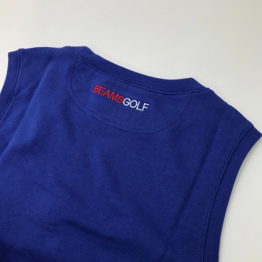 BEAMS GOLF ビームスゴルフ  クルーネック スウェット ベスト  ブルー系 L ゴルフウェア メンズ_3