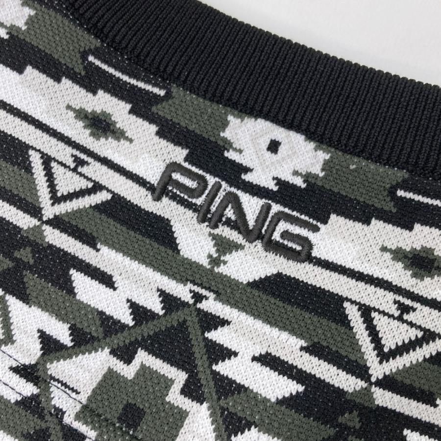 PING ピン  ニットセーター 総柄 ブラック系 S ゴルフウェア レディース_3