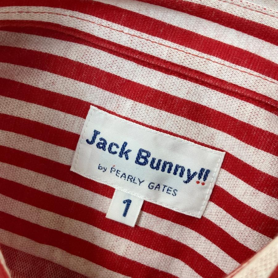 サイズ：0 JACK BUNNY ジャックバニー  長袖シャツ ストライプ柄 レッド系 [240101533528] ゴルフウェア レディース ストスト Jack Bunny!!（ジャックバニー） JACK BUNNY 長袖シャツ ストライプ柄