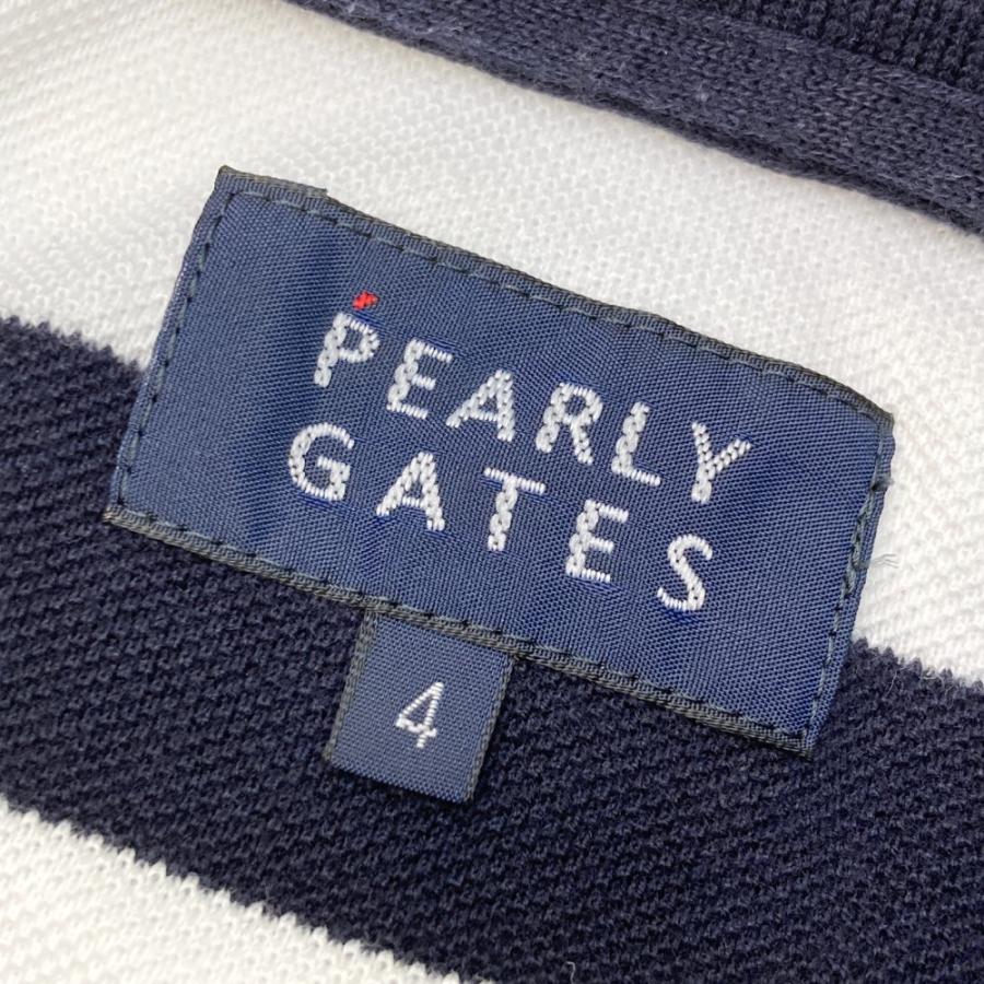 PEARLY GATES パーリーゲイツ 2022年モデル 半袖ポロシャツ ボーダー柄 ネイビー系 4 ゴルフウェア メンズの画像