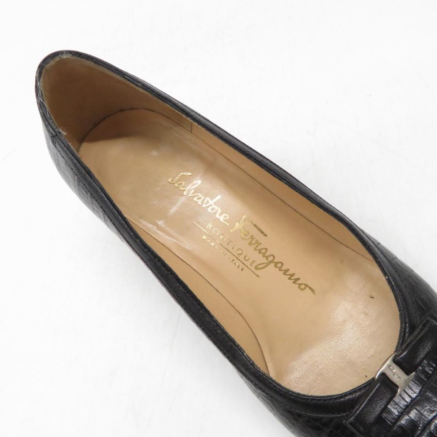 未使用品✨サルバトーレフェラガモ パンプス 5 ヴァラリボン　クロコダイル Salvatore Ferragamo - Salvatore Ferragamo フェラガモ ヴァラ