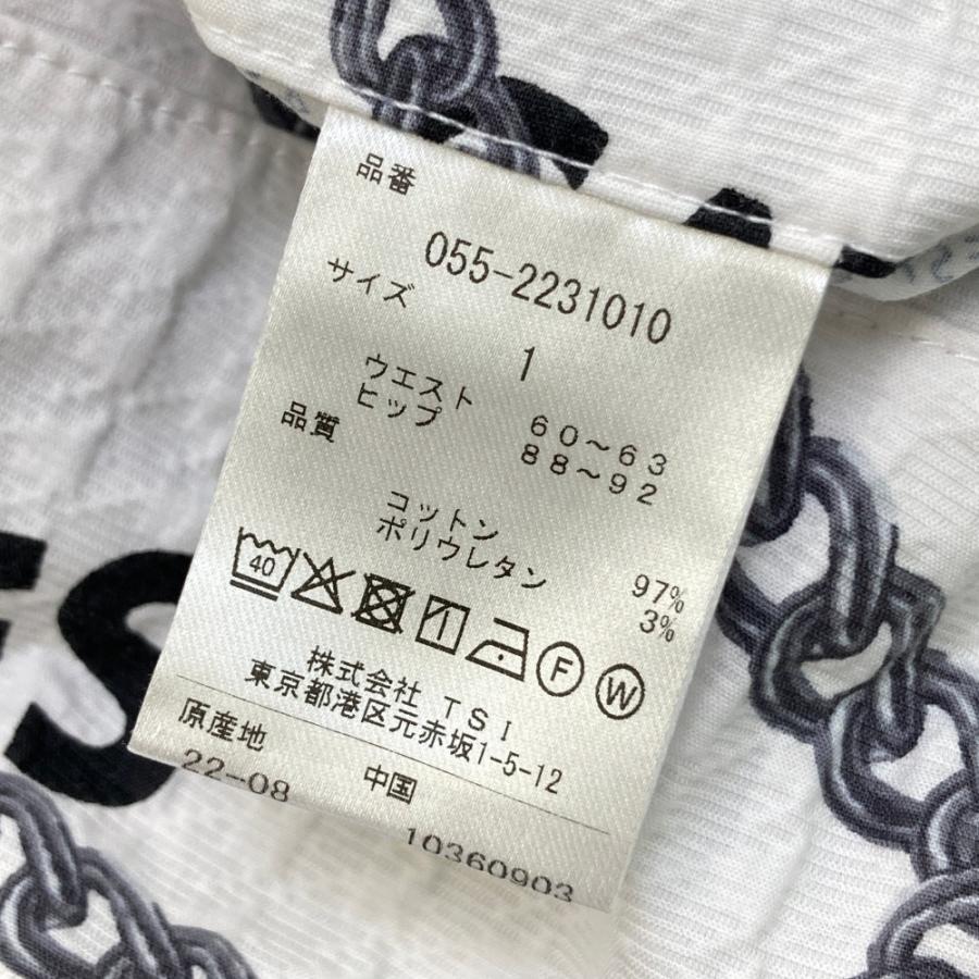 PEARLY GATES パーリーゲイツ 2022年モデル ストレッチパンツ チェーン ロゴ 総柄 ホワイト系 1 ゴルフウェア レディースの画像