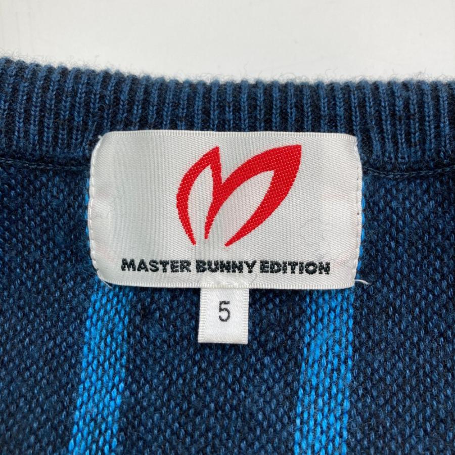 MASTER BUNNY EDITION マスターバニーエディション ウール混ジップニットジャケット ストライプ柄 ネイビー系 5 ゴルフウェア メンズ_2