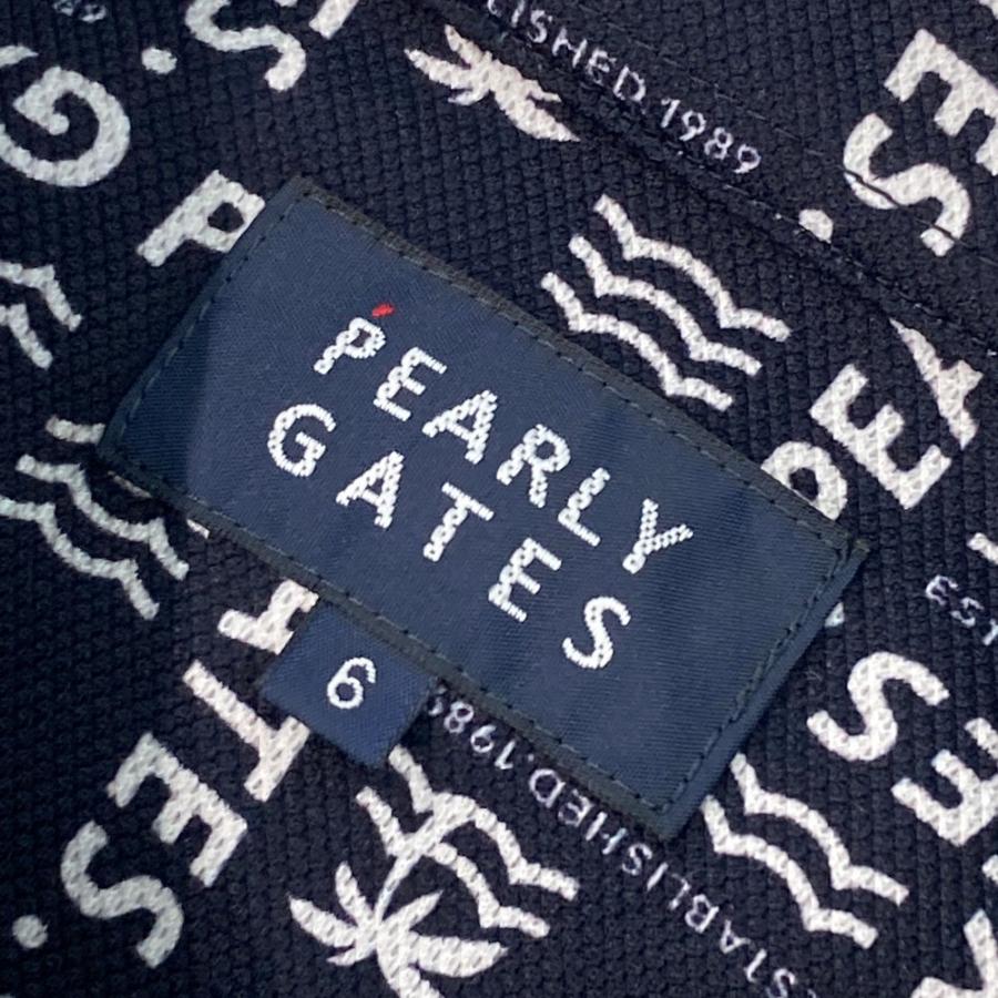 美品✨パーリーゲイツ 半袖ポロシャツ ワッペン ロゴ総柄 ネイビー 6(XL) 中古 メンズ パーリーゲイツ PEARLY GATES 半袖ポロシャツ 4(M