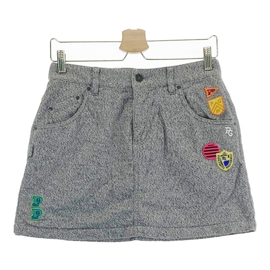 サイズ：1 PEARLY GATES パーリーゲイツ  裏起毛 ストレッチ スカート ワッペン  グレー系 [240101464398] ゴルフウェア レディース ストスト PEARLY GATES（パーリーゲイツ） 裏起毛ストレッチスカート ワッペン
