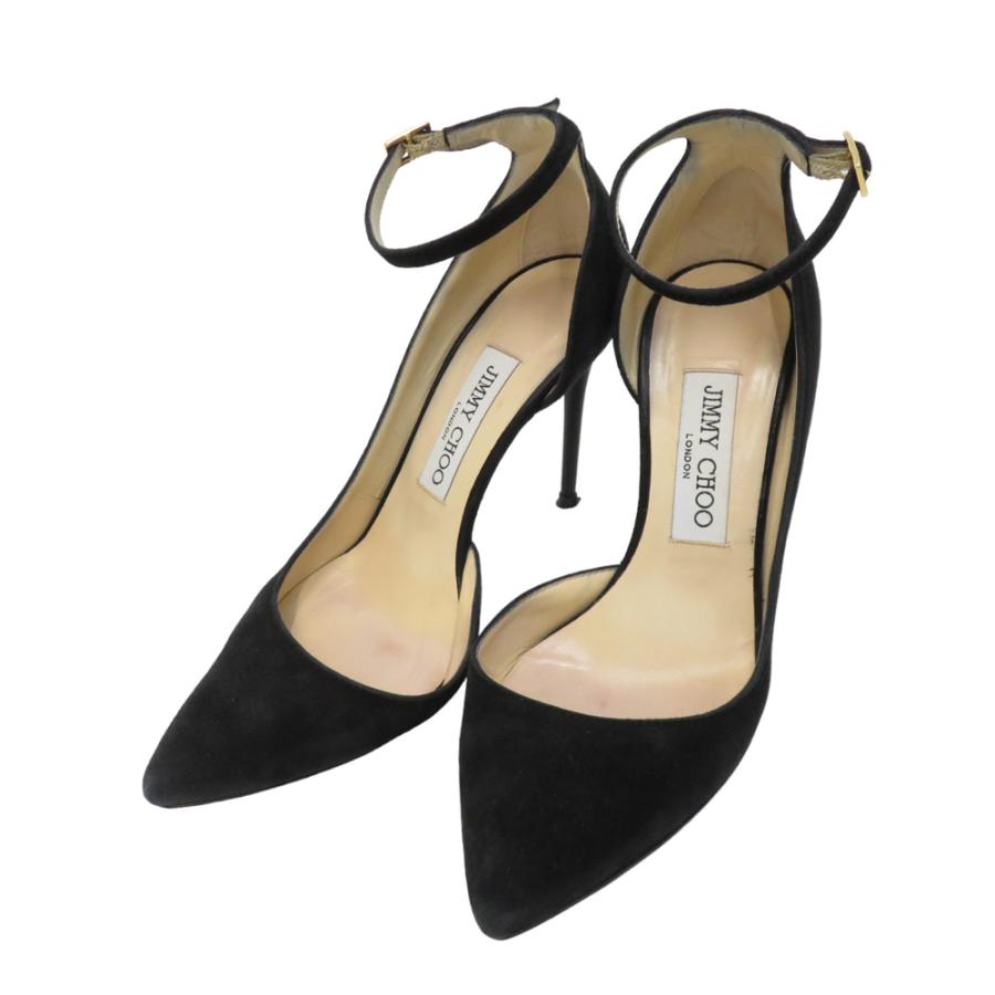 JIMMY CHOO（ジミーチュウ） スエード ストラップパンプス ブラック系 