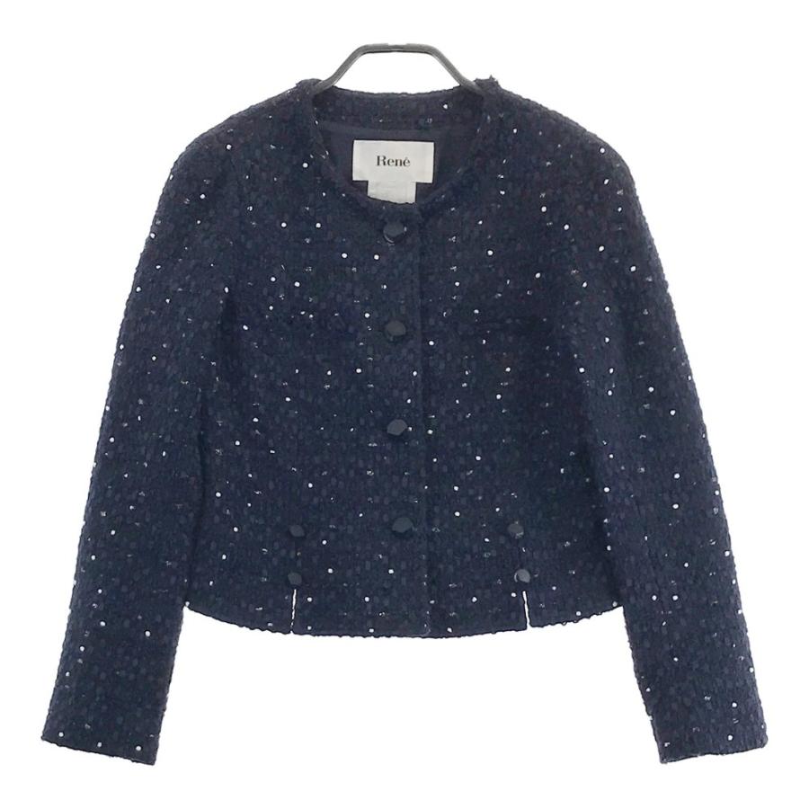 Rene（ルネ） ツイード スーツ セットアップ ドット柄 ネイビー系 34